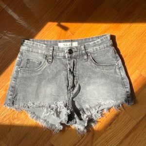 grey jean shorts